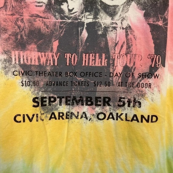 AC/CD Highway to Hell Tour '79 Reprint Tie Dye Wash Graphic Tee Size M Unisex - Picture 8 of 10